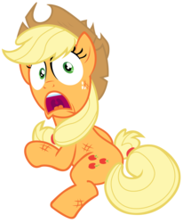 Size: 7000x8500 | Tagged: safe, artist:tardifice, applejack, earth pony, pony, g4, made in manehattan, absurd resolution, female, mare, open mouth, scared, simple background, solo, transparent background, uvula, vector