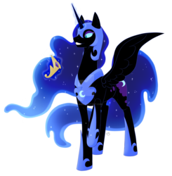 Size: 1600x1630 | Tagged: safe, artist:oriada, nightmare moon, g4, crown, female, grin, magic, simple background, solo, spread wings, telekinesis, transparent background, watermark