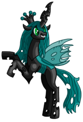 Size: 3384x4966 | Tagged: safe, artist:samukari, queen chrysalis, changeling, changeling queen, g4, crown, female, jewelry, rearing, regalia, solo