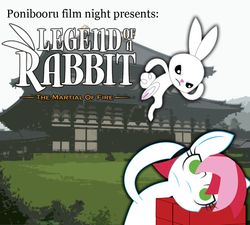 Size: 1000x900 | Tagged: safe, angel bunny, oc, oc:flicker, ponibooru film night, g4, legend of a rabbit