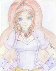 Size: 2550x3236 | Tagged: safe, artist:pariadac2, adagio dazzle, equestria girls, g4, breasts, busty adagio dazzle, cleavage, female, hand on hip, high res, looking at you, smiling, solo, traditional art