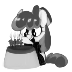 Size: 405x405 | Tagged: safe, artist:whydomenhavenipples, oc, oc only, oc:flan pone, 2016, monochrome, new year, solo