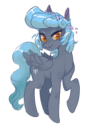 Size: 670x919 | Tagged: safe, artist:twitchykismet, oc, oc only, oc:cold snap, pegasus, pony, flower, flower in hair, simple background, solo, white background