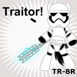 Size: 1024x1024 | Tagged: safe, pony, derpibooru, bipedal, dialogue, fn-2199, meta, ponified, solo, spoilered image joke, spoilers for another series, star wars, star wars: the force awakens, stormtrooper, tr-8r, traitor, vector