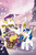 Size: 755x1147 | Tagged: safe, artist:tony fleecs, idw, prince blueblood, shining armor, pony, unicorn, friends forever #26, g4, my little pony: friends forever, spoiler:comic, carriage, comic cover, cover, duo, male, musical instrument, snow, snowfall, stallion, trumpet