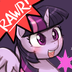 Size: 500x500 | Tagged: safe, artist:lumineko, part of a set, twilight sparkle, alicorn, pony, g4, avatar, cute, female, lumineko is trying to murder us, mare, open mouth, rawr, rawrvatar, solo, twiabetes, twilight sparkle (alicorn)