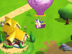 Size: 2048x1536 | Tagged: safe, gameloft, screencap, bon bon, sweetie drops, g4, hot air balloon, twinkling balloon