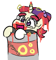 Size: 404x433 | Tagged: safe, artist:jargon scott, moondancer, g4, can, canned food, cute, dancerbetes, female, food, glasses, pasta, solo, spaghetti, spagoots, that pony sure does love spagoots
