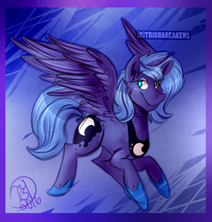 Size: 855x894 | Tagged: safe, artist:trishabeakens, princess luna, g4, female, s1 luna, solo, spread wings