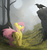 Size: 2200x2317 | Tagged: safe, artist:fuzzyfox11, fluttershy, bird, g4, female, forest, high res, solo