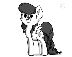Size: 1000x800 | Tagged: safe, artist:nimaru, oc, oc only, oc:winter willow, pegasus, pony, cheek fluff, chest fluff, ear fluff, female, grayscale, i can't believe it's not tjpones, mare, monochrome, signature, simple background, solo, style emulation, white background