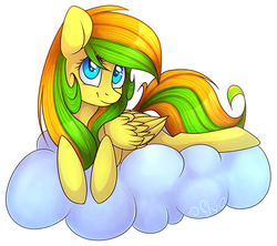 Size: 1024x911 | Tagged: safe, artist:starlyfly, oc, oc only, oc:sunflower (starflygallery), pegasus, pony, cloud, solo