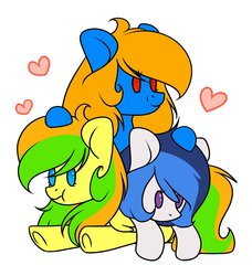 Size: 1024x1125 | Tagged: safe, artist:starlyfly, oc, oc only, oc:starlyfly, oc:sunflower (starflygallery), oc:sunshine blue, heart