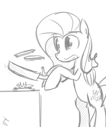 Size: 500x600 | Tagged: safe, artist:taco-slayer, fluttershy, pegasus, pony, g4, cooking, female, food, pan, pancakes, solo, stove