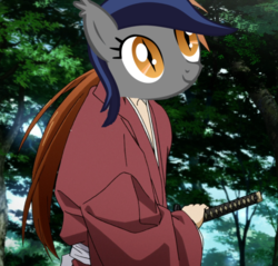 Size: 703x671 | Tagged: safe, edit, oc, oc only, oc:echo, himura kenshin, pun, rurouni kenshin