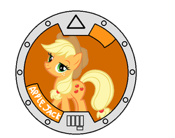 Size: 566x446 | Tagged: safe, applejack, g4, yo-kai medal, yo-kai watch, yokai medal