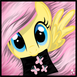 Size: 6435x6434 | Tagged: safe, artist:pinkius, fluttershy, g4, absurd resolution, cutie mark, female, long mane, mouth hold, smiling, solo