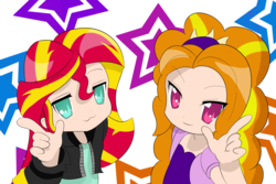 Size: 3600x2400 | Tagged: safe, artist:mit-boy, adagio dazzle, sunset shimmer, equestria girls, g4, crossover, high res, lucky star