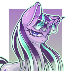 Size: 1200x1200 | Tagged: safe, artist:kaikoinu, starlight glimmer, g4, alternate hairstyle, female, lidded eyes, looking at you, smiling, solo