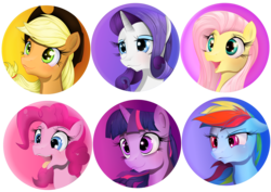 Size: 2382x1684 | Tagged: safe, artist:coltsteelstallion, applejack, fluttershy, pinkie pie, rainbow dash, rarity, twilight sparkle, g4, button design, mane six