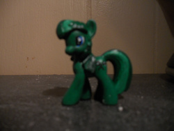 Size: 1280x960 | Tagged: safe, artist:crg852, oc, oc only, oc:jade aurora, earth pony, pony, blind bag, checkered flag, customized toy, female, figure, irl, low quality, photo, toy