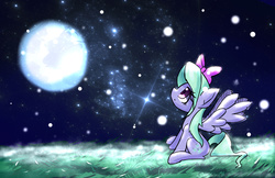 Size: 2550x1650 | Tagged: safe, artist:kawaiipony2, flitter, g4, female, full moon, looking up, moon, night, night sky, sitting, solo, starry night