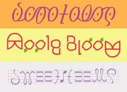 Size: 550x400 | Tagged: safe, artist:prawojazdy, apple bloom, scootaloo, sweetie belle, g4, ambigram, cutie mark crusaders, no pony, text