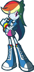 Size: 400x848 | Tagged: safe, artist:rvceric, rainbow dash, equestria girls, g4, my little pony equestria girls: rainbow rocks, armband, boots, clothes, female, shoes, simple background, skirt, socks, solo, transparent background