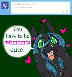 Size: 1000x1070 | Tagged: safe, artist:ryuredwings, queen chrysalis, g4, ask, cute, cutealis, female, filly queen chrysalis, heart, solo, tumblr