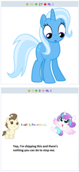 Size: 320x698 | Tagged: safe, pound cake, princess flurry heart, trixie, pony, unicorn, derpibooru, g4, my little pony: friendship is magic, season 6, exploitable meme, female, juxtaposition, mare, meme, meta, ship:poundflurry, shipping