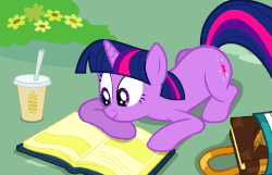 Size: 755x486 | Tagged: safe, screencap, twilight sparkle, pony, unicorn, g4, mmmystery on the friendship express, :o, animated, book, female, happy, mare, open mouth, prone, reading, smiling, solo, surprised, unicorn twilight, wide eyes