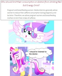 Size: 660x808 | Tagged: safe, edit, edited screencap, screencap, pinkie pie, princess cadance, princess flurry heart, g4, season 6, amused, butt, energy drink, female, lovebutt, mare, pinkie pie is amused, plot, red bull, red bull gives you wings, text