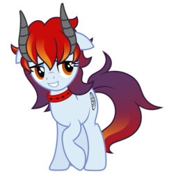 Size: 12500x12500 | Tagged: safe, artist:sirhcx, oc, oc only, oc:vienna, pony, succubus, absurd resolution, bedroom eyes, collar, fangs, floppy ears, simple background, smiling, solo, transparent background, vector