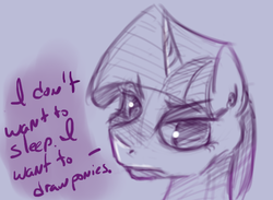 Size: 574x421 | Tagged: safe, artist:post-it, twilight sparkle, g4, dialogue, female, sketch, solo