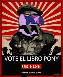 Size: 407x500 | Tagged: safe, artist:ei_lord, twilight sparkle, g4, dictator, female, parody, poster, solo, tropico, tropico 3, tyrant sparkle