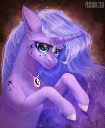 Size: 888x1080 | Tagged: safe, artist:pessadie, princess luna, alicorn, pony, g4, curved horn, female, horn, jewelry, mare, solo