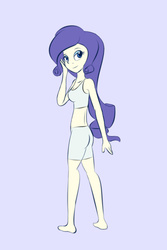 Size: 600x900 | Tagged: safe, artist:samofbob, rarity, human, g4, barefoot, clothes, feet, female, humanized, midriff, solo, tank top