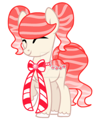 Size: 900x1122 | Tagged: safe, artist:cherri-crimzon, oc, oc only, original species, pond pony, candy, candy cane, eyes closed, food, solo, watermark