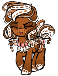 Size: 1357x1773 | Tagged: safe, artist:rainjay-xx, oc, oc only, food pony, original species, eyes closed, food, gingerbread (food), solo, tongue out