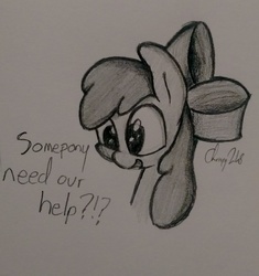 Size: 1492x1588 | Tagged: safe, artist:chrispy248, apple bloom, g4, female, monochrome, solo, traditional art