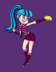 Size: 1166x1500 | Tagged: safe, artist:khuzang, sonata dusk, human, equestria girls, g4, my little pony equestria girls: rainbow rocks, clothes, female, food, human coloration, skirt, solo, sonataco, taco, that girl sure loves tacos, that siren sure does love tacos