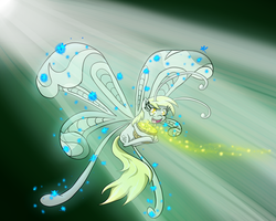 Size: 1500x1200 | Tagged: safe, artist:m_d_quill, derpy hooves, breezie, g4, breeziefied, cute, derpabetes, diabreezies, female, pollen, solo, species swap