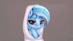 Size: 4000x2250 | Tagged: safe, artist:limchph2, trixie, pony, unicorn, g4, clothes, female, hoodie, mare, simple background, solo