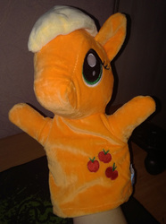 Size: 1000x1345 | Tagged: safe, applejack, g4, bootleg, hand puppet, irl, merchandise, photo, plushie, solo