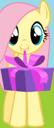 Size: 220x525 | Tagged: safe, artist:jolteonlove33, fluttershy, g4, base used, female, looking at you, mouth hold, present, solo
