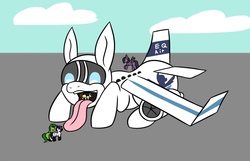 Size: 1280x822 | Tagged: safe, artist:metalaura, oc, oc only, original species, pegasus, plane pony, pony, butt, fetish, giant pony, macro, open mouth, plane, plot, tongue out, vore