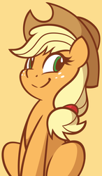 Size: 1077x1847 | Tagged: safe, artist:furrgroup, applejack, earth pony, pony, g4, cowboy hat, female, freckles, hat, mare, simple background, sitting, smiling, solo, stetson