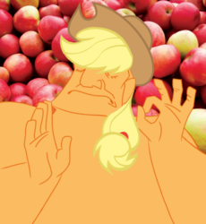Size: 557x605 | Tagged: safe, applejack, g4, meme, pacha, the emperor's new groove, when x just right