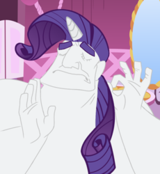 Size: 557x605 | Tagged: safe, rarity, g4, meme, pacha, the emperor's new groove, when x just right