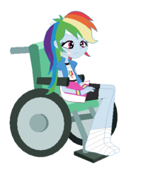 Size: 409x497 | Tagged: safe, artist:angieangel555onutube, rainbow dash, equestria girls, g4, rainbow falls, bandage, injured, wheelchair